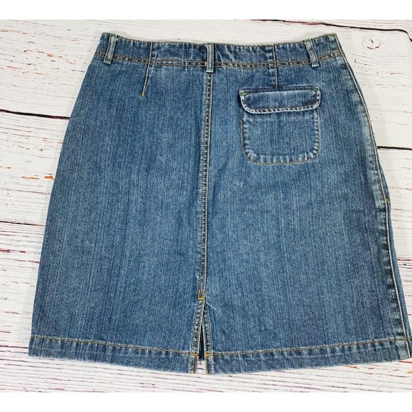 Eddie Bauer Outdoor Outfitters Jean Denim Skirt Womens Sz 4 Classic Blue Cotton - Picture 2 of 11